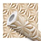 Papel De Parede Adesivo Lavável Sala Efeito Gesso 3D Bege Floral Geométrico