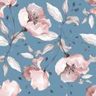 Papel De Parede Adesivo Lavável sala Floral Aquarela Azul 12m