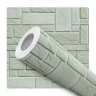 Papel De Parede Adesivo Lavável Sala Pedra Rustica 3D Verde Claro