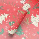 Papel de Parede Adesivo Lavável Tema Natalino Árvores de Natal