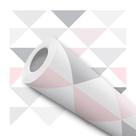 Papel De Parede Adesivo Lavável Triângulos Cinza Rosa 12m Papel De Parede Adesivo Lavável Triângulos Cinza Rosa 12m