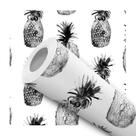 Papel de Parede Adesivo Lineart Preto e Branco Tropical Abacaxi Moderno Cozinha