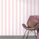Papel de Parede Adesivo Listrado Rosa e Branco 5m
