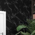 Papel de Parede Adesivo Marmorizado Preto Sala Cozinha Banheiro 3m