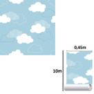 Papel De Parede Adesivo Nuvem Céu Azul Quarto 10m