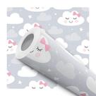 Papel de Parede Adesivo Nuvem Céu Cinza Rosa Infantil Bebê Moderno Quarto