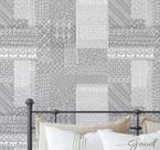 Papel de Parede Adesivo Patchwork Estilo Asiático, Vinil Decorativo para Quarto e Sala - Cinza - S4Sassy