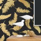 Papel de Parede Adesivo Penas Gold Dark N018093 Papel de Parede Adesivo Penas Gold Dark N018093