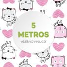 Papel De Parede Adesivo Quarto Gato Fofo Rosa Coração