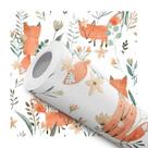 Papel de Parede Adesivo Raposinha Aquarela Bosque Infantil Bebê Delicado Fofo Moderno Quarto