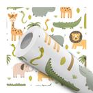Papel De Parede Adesivo Safari Branco Bicho Quarto Bebê 10m