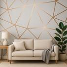 Papel de Parede Adesivo Tipo Contact 5 Metros 45cm Geométrico Gold Moderno Decorativo