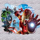 Papel De Parede Adesivo Vingadores Efeito 3D Buraco 1X1 Papel De Parede Adesivo Vingadores Efeito 3D Buraco 1X1