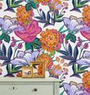 Papel de Parede Adesivo Vinil Floral Folk Chic Removível para Banheiro e Closet, Rosa - S4Sassy