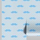 Papel de Parede Adesivo Vinílico com Estampa de Bigode Azul para Quarto Infantil e Sala de Jogos - S4Sassy