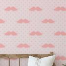 Papel de Parede Adesivo Vinílico com Estampa de Bigode Rosa para Quarto Infantil e Sala de Jogos - S4Sassy