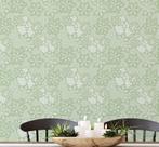 Papel de Parede Adesivo Vinílico Floral de Renda com Corações, Verde, para Quarto e Sala - S4Sassy Papel de Parede Adesivo Vinílico Floral de Renda com Corações, Verde, para Quarto e Sala - S4Sassy