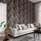 Papel de Parede African III Folhagem Dourado e Preto 751833