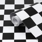 Papel de Parede Amiya Checkered Peel and Stick Preto Branco 12.2m²