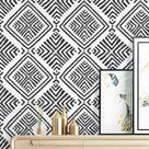 Papel de parede Aniboo Preto Branco Geométrico 44cm x 500cm PVC