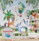Papel de Parede Animais SAFARI na Selva Infantil Menino M² BN 11
