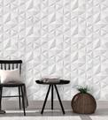 Papel De Parede Autocolante Triangular Branco E Tons De Cinza