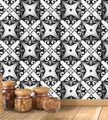 Papel De Parede Azulejo Colante Arabesco 3D Em Preto E Branco