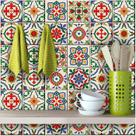 Papel de Parede Azulejo em Tons Coloridos
