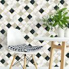 Papel De Parede Azulejo Mármore Branco Cinza E Preto