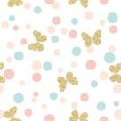 Papel De Parede Baby Bolinhas E Borboletas -2,50x0,50m