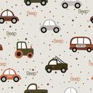 Papel De Parede Baby Carrinhos Com Fundo Bege - 3,30x0,50m