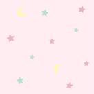 Papel De Parede Baby Lua E Estrelas Fundo Rosa