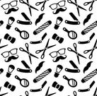 Papel de Parede Barbearia Retro Utensílios Navalette Bigode Tesoura - REF:DPCA231