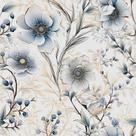 Papel de parede BEETAL Silver Floral Grey Blue Poppy Easy Peel Papel de parede BEETAL Silver Floral Grey Blue Poppy Easy Peel