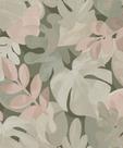 Papel de Parede Belize Folhagem Verde e Rosa PH3007