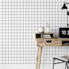 Papel de Parede Branco Geométrico Quadriculado Grid 57x270c