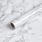 Papel de parede Caltero Marble Contact Paper Branco Cinza 40cm x 5m