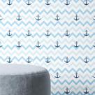 Papel de Parede Chevron Azul Claro Com Ancora Adesivo Quarto