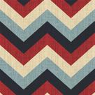 Papel De Parede Chevron Bege, Azul E Vermelho - 1,50x0,50m