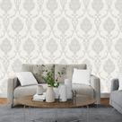 Papel de Parede Clássico arabescos Geoneva Cinza ou Branco - Rolo com 10 Metros Revestimento