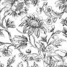 Papel de parede Cohoo Home em preto e branco Floral Peel and Stick