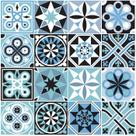 Papel De Parede De Azulejo Hidráulico Azul E Preto