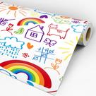 Papel de Parede Decorativo Baby Desenhos Infantis Coloridos com Fundo Branco 2,5m