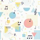 Papel de Parede Decorativo Musical com Formas e Notas 3,3m