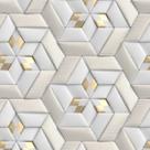 Papel de Parede Efeito Gesso 3D Gold Cinza Geometrico 18m