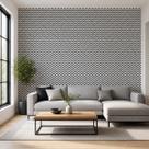 Papel De Parede Estampa Chevron Preto E Branco Adesivo 3Mx50cm Antimofo Papel De Parede Estampa Chevron Preto E Branco Adesivo 3Mx50cm Antimofo