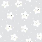 Papel de Parede Estrelas Cinza Infantil 57x270cm