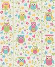Papel de Parede Finottato Non Woven Coleção Tic Tac ii Coruja Branco, Verde, Azul, Rosa, Verde