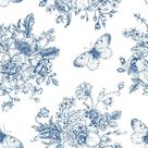 Papel de Parede Floral Azul Borboletas 3,00m