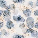 Papel De Parede Floral Em Degradê Azul E Bege - 3,00x0,50m